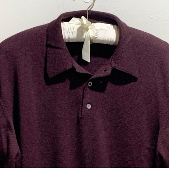 Alfani Mens 100% wool maroon collared pullover XL made in Italy - Picture 2 of 5